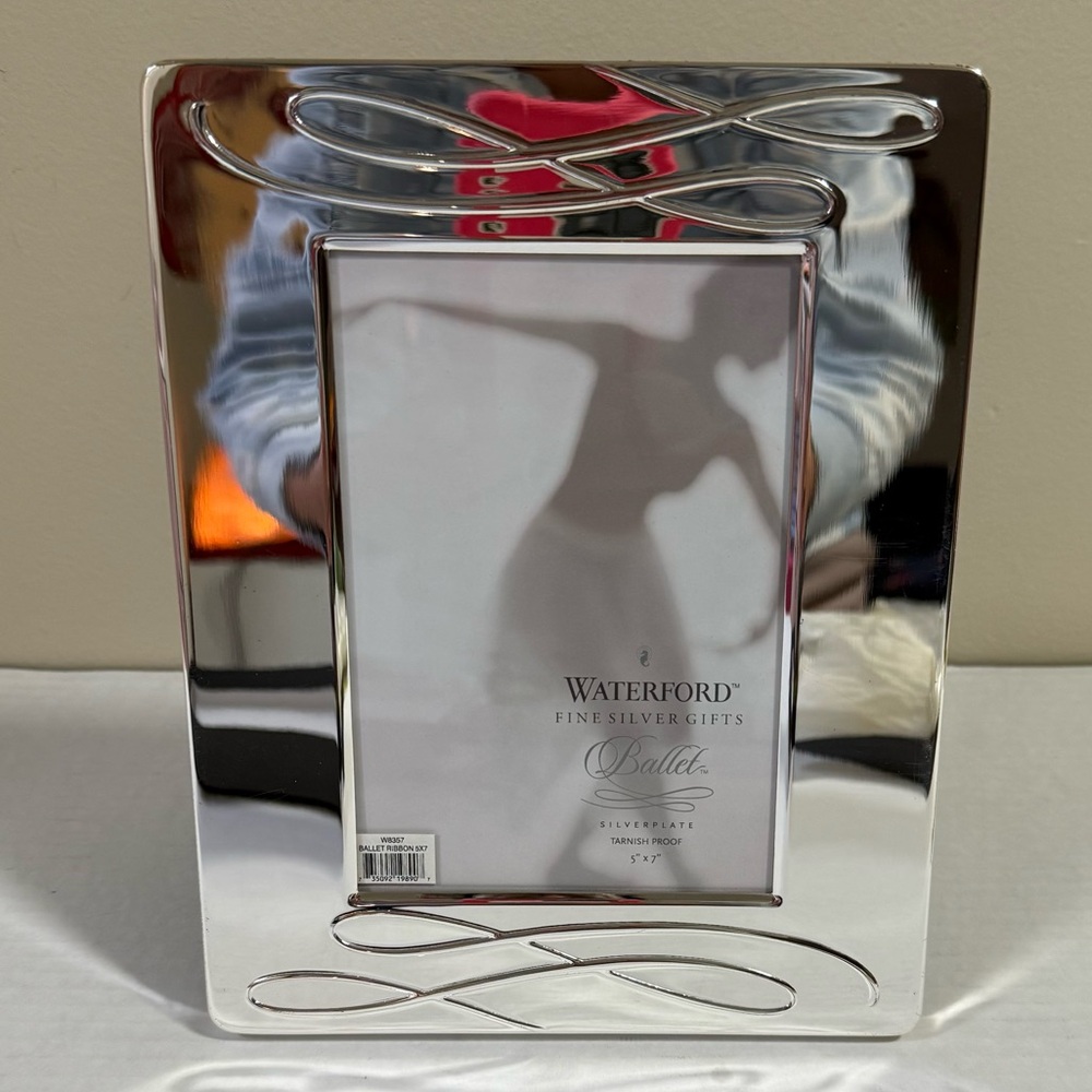 Vintage Waterford Ballet Ribbon Silver 5x7 Picture Frame Wedding Engagement